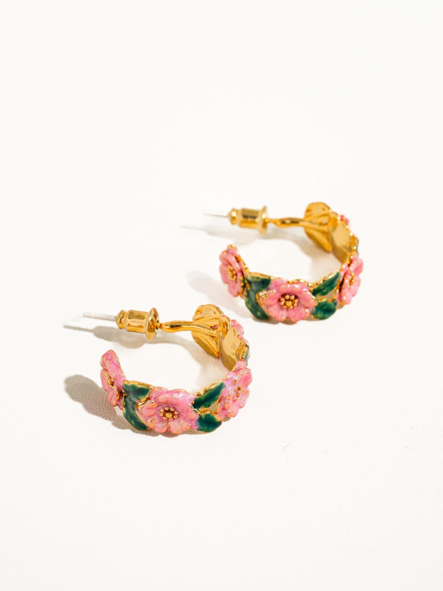 18K Gold-Plated Floral C-Hoop Earring