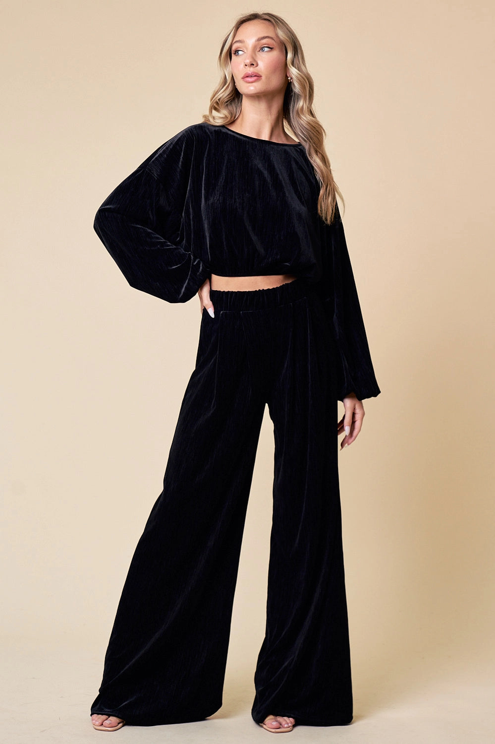 The Black Velvet Wide Leg Pant