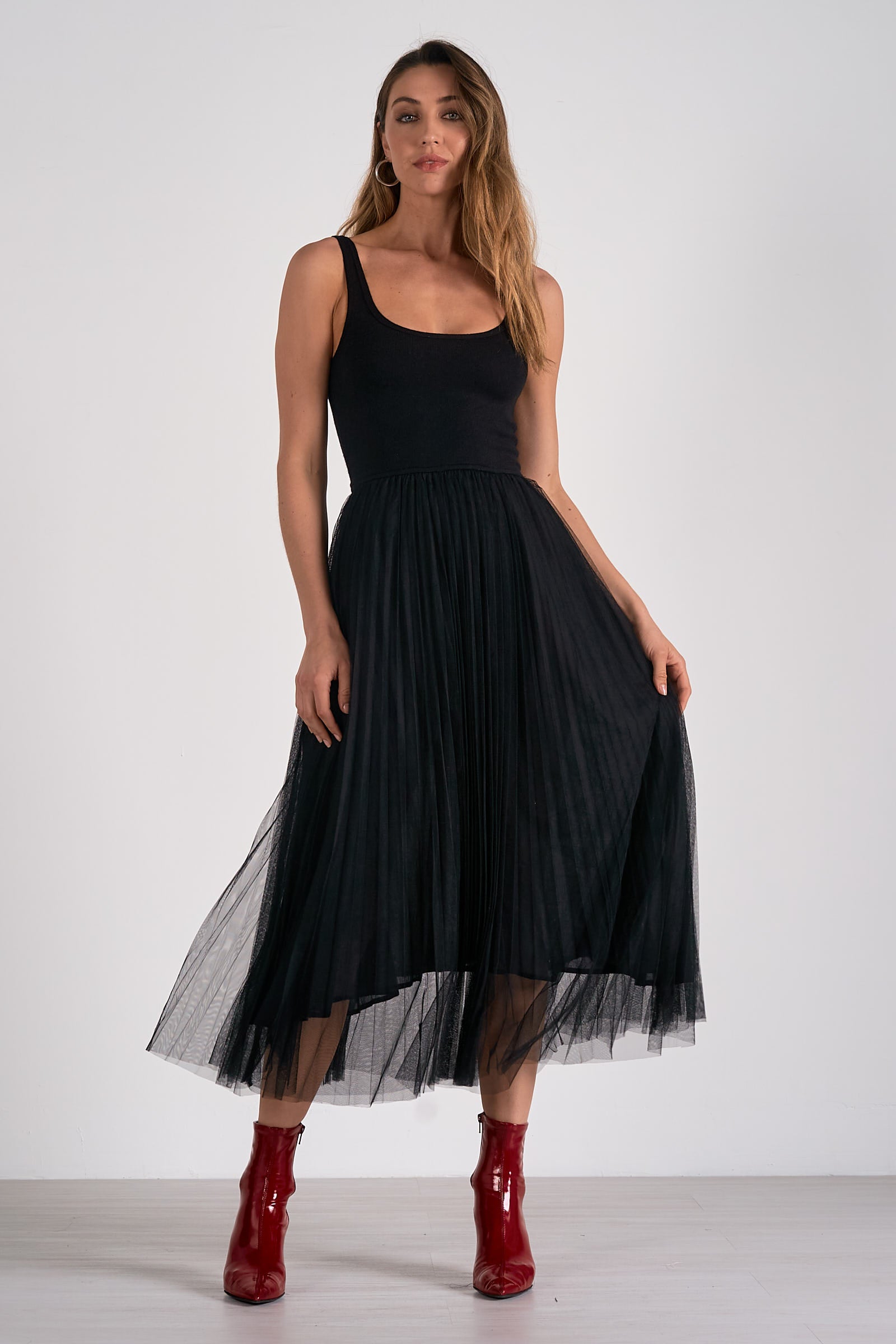 Elan Maxi Tank Tulle Black Dress