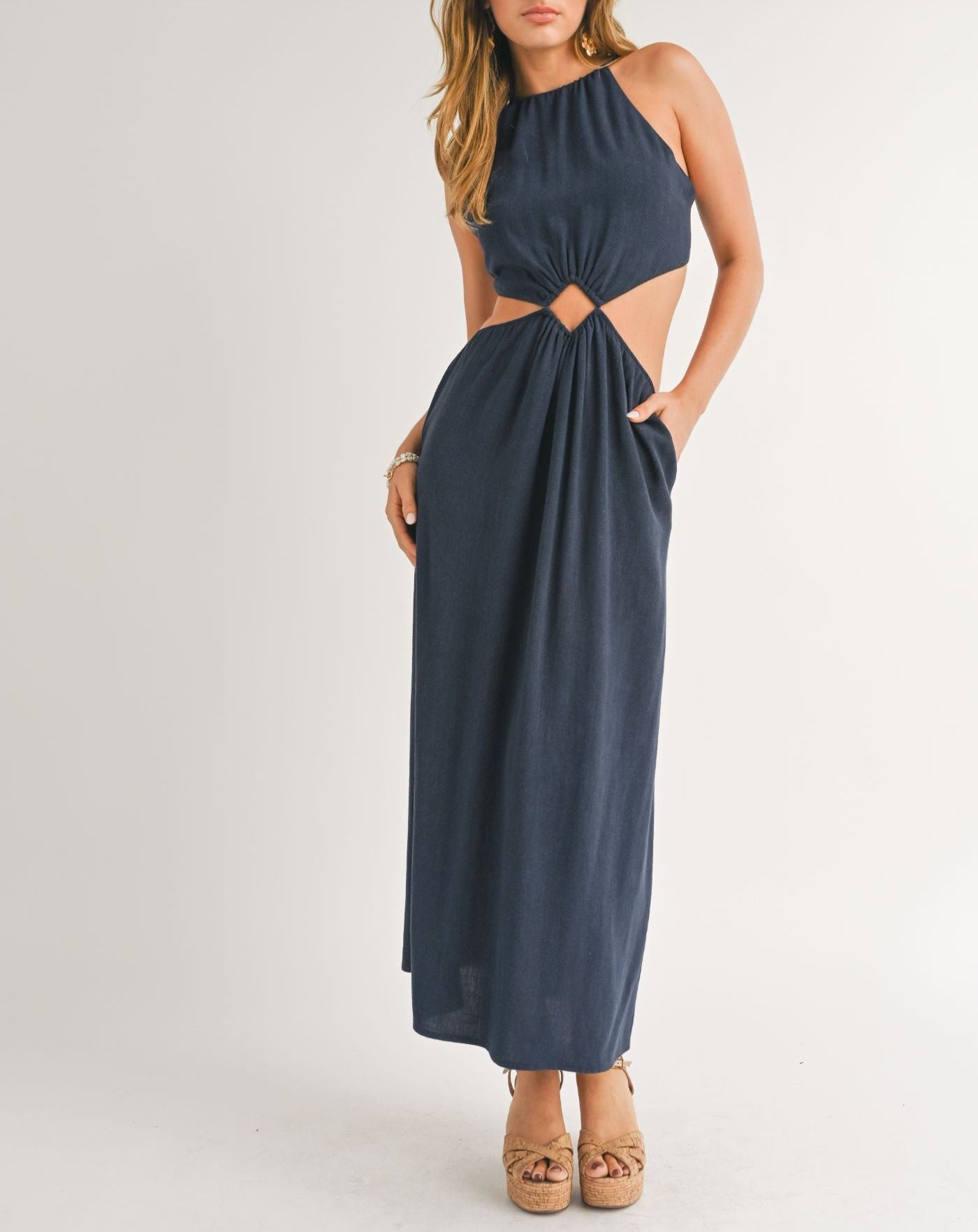 The Sandy Cove Diamond Cut-Out Maxi Dress - Sage the Label