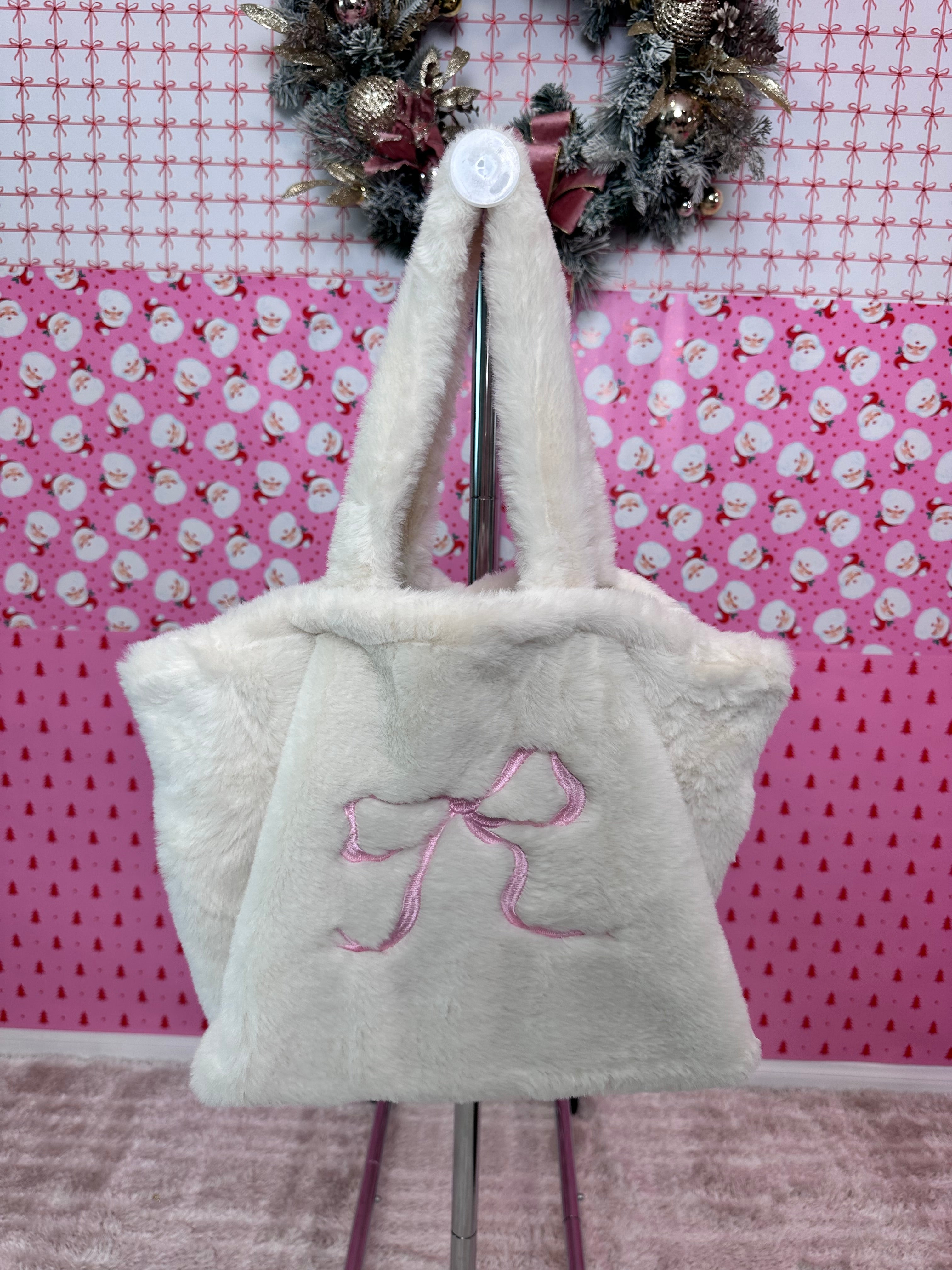 White & Pink Snow Bow Bag