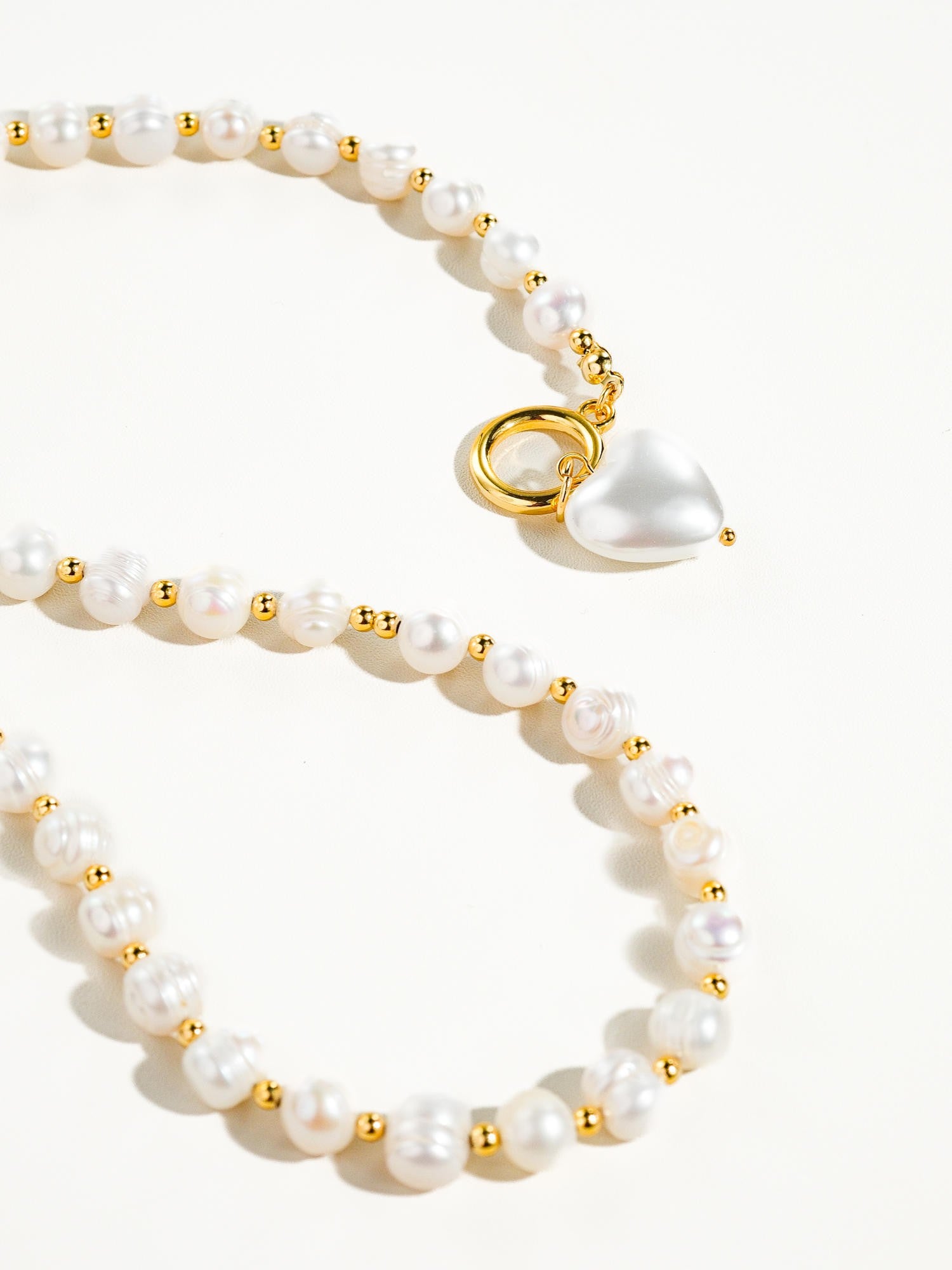 18K Gold Plated Classic Pearl Heart Necklace