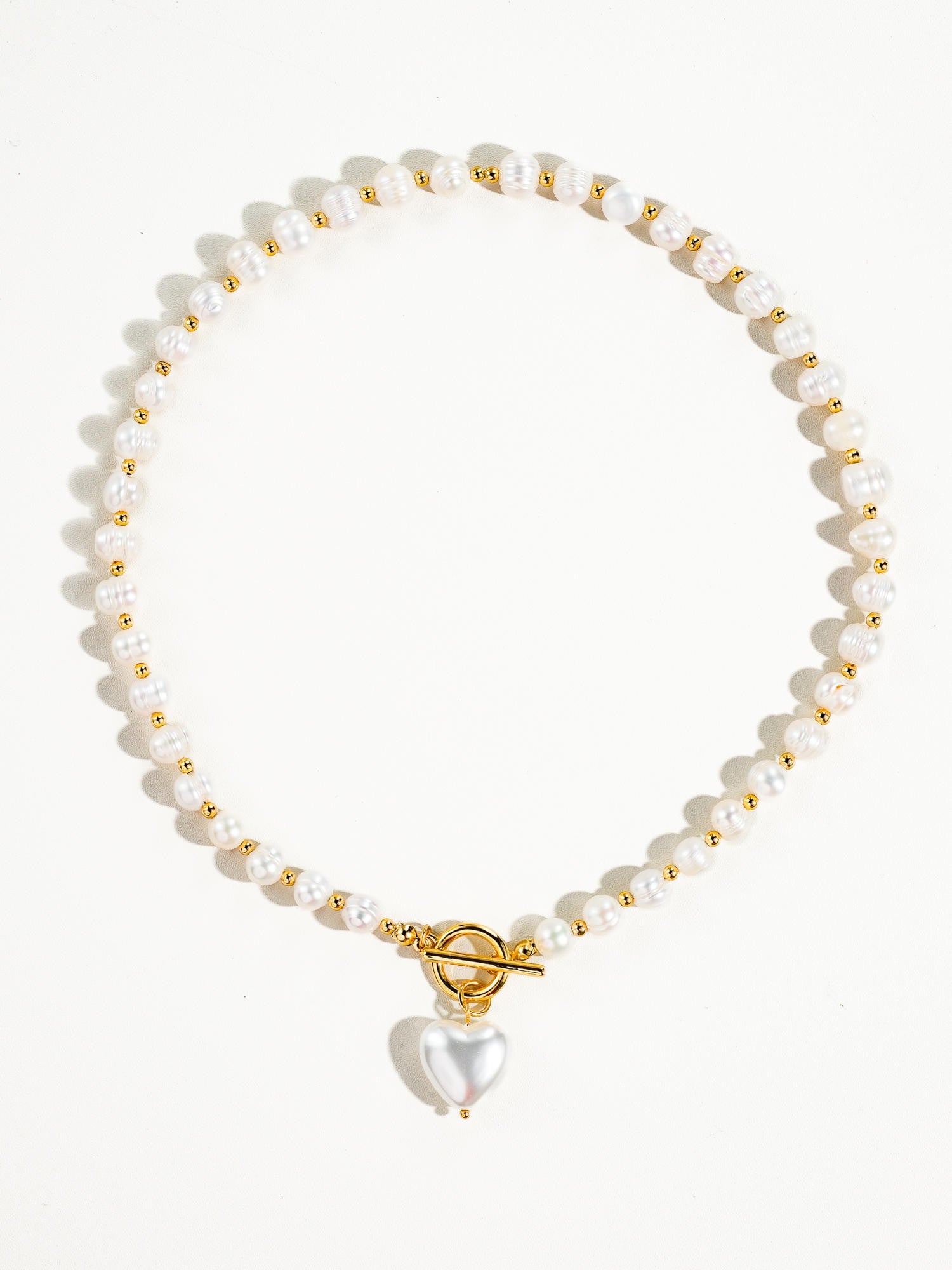 18K Gold Plated Classic Pearl Heart Necklace