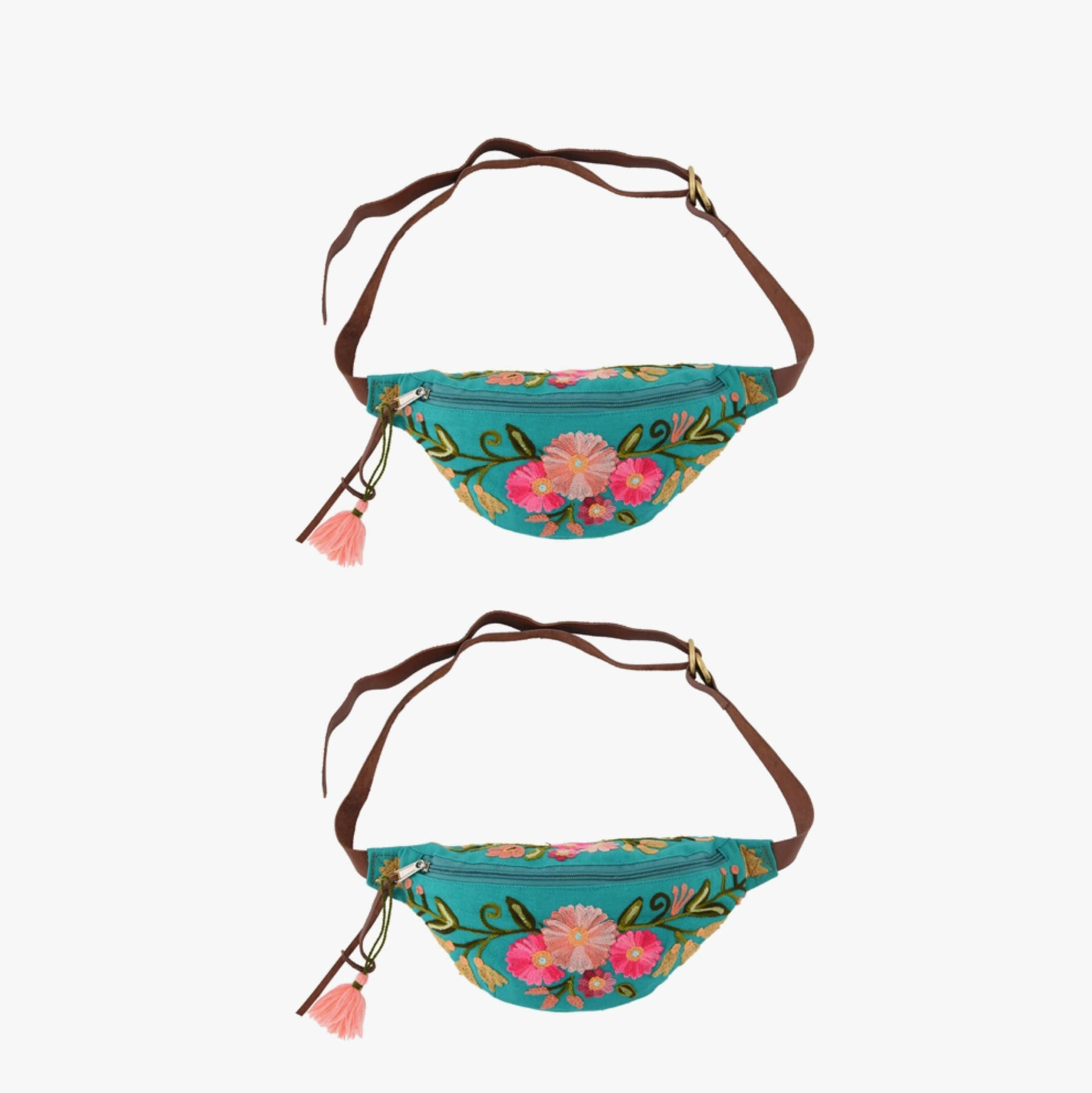 Boho Floral Belt Bag - Turquoise