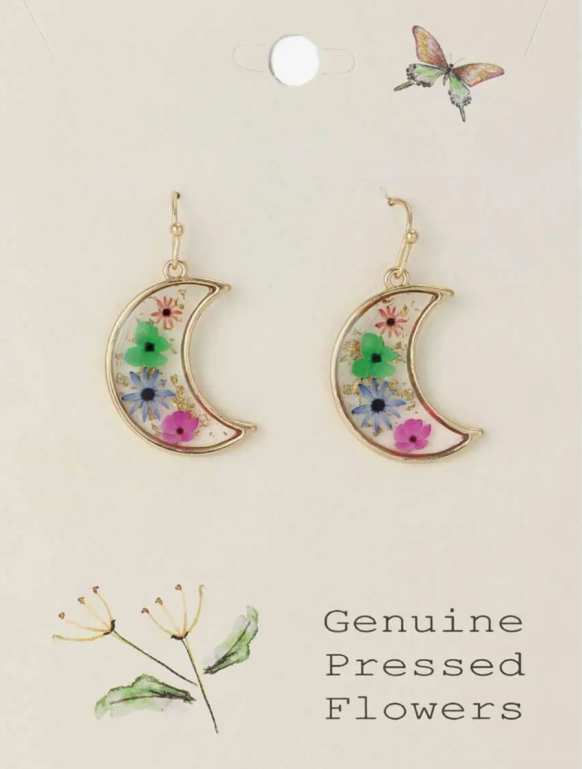 Floral Crescent Moon Earrings