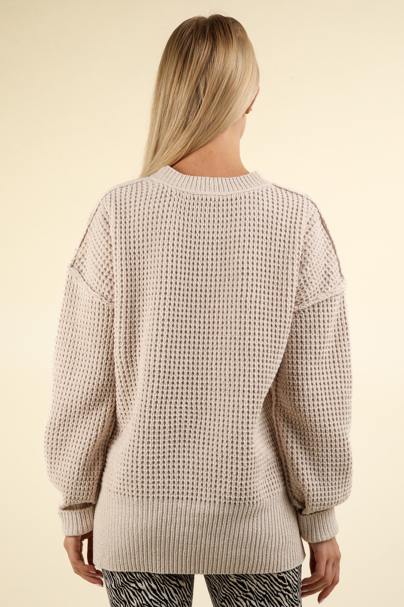 Soft Comfy Oversized Knit Sweater Pullover Top - Taupe