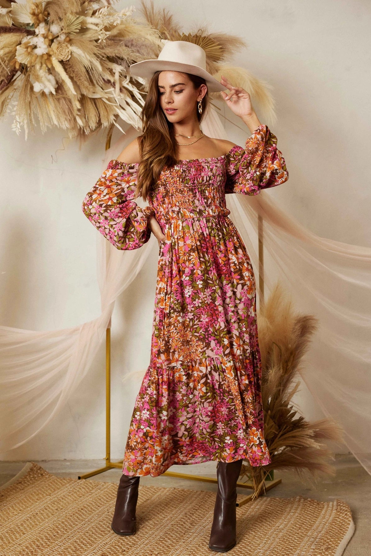 The Pink Floral Boho Dress